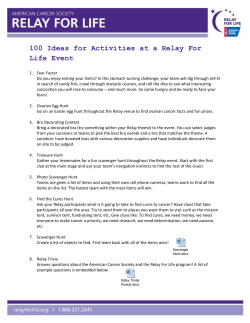 100 Ideas for Activities at a Relay For Life Event