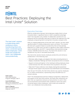 Best Practices: Deploying the Intel Unite&reg; Solution