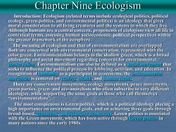 Chapter Nine Ecologism