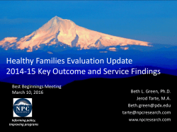 Healthy Start Evaluation 2006-07 Key Outcome and Service Findings