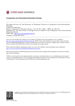 The Relevance of Relational Theories to Comparative and