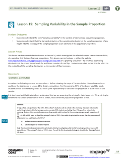 Lesson 15: Sampling Variability in the Sample