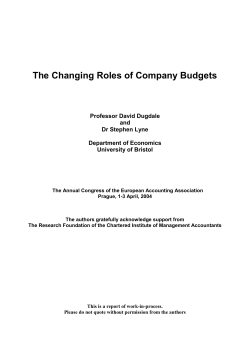 The Changing Roles of Company Budgets