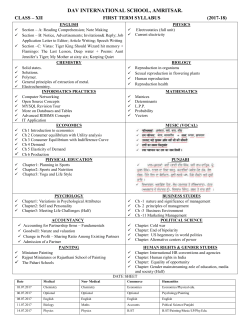 dav international school, amritsar. class – xi first term syllabus (2017