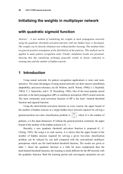 Initializing the Weights in Multilayer Network with Quadratic Sigmoid