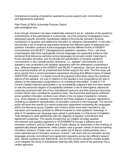 Intonational encoding of epistemic operations across speech acts