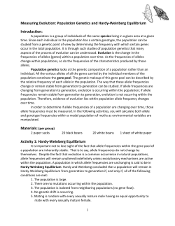 Hardy-Weinberg Equilibrium