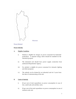 Mizoram Power Related Power Subsidy A. Eligible Condition i