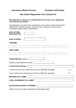 New registration form for children 0-16