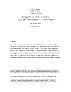 Getting to Normal with the Two Sudans A Report of the Rethinking