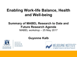 How Do They Balance Family and Work? Guyonne Kalb and