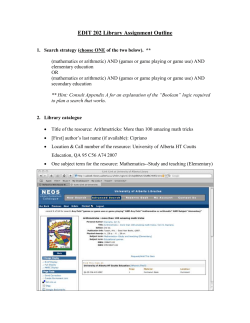 EDIT 202 Library Assignment Outline Search strategy (choose ONE