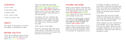CONTENTS OBJECT BEFORE YOU PLAY PLAYING THE GAME