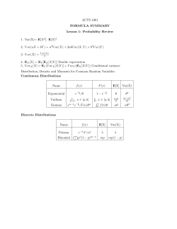 ACTS 4301 FORMULA SUMMARY Lesson 1: Probability Review 1