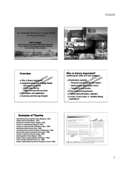 Overview Why is theory important? Examples of Theories