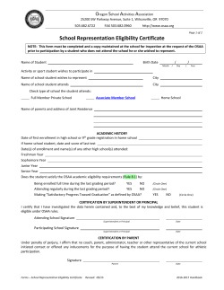 School Representation Eligibility Certificate