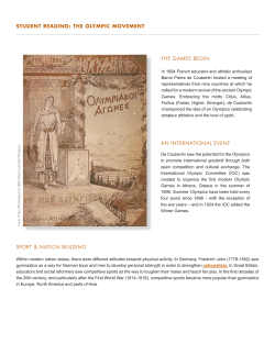 STUDENT READING: ThE OlympIc mOvEmENT THE GAMES