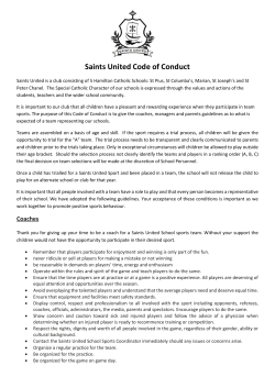Saints United Code of Conduct - St Peter Chanel Catholic School