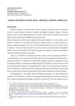 making decisions under risk &ndash; prospect theory approach