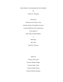 JOHN DEWEY AND PRAGMATIC ECONOMICS By Jennifer K