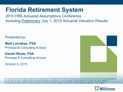 Florida Retirement System The Actuarial Assumption Estimating