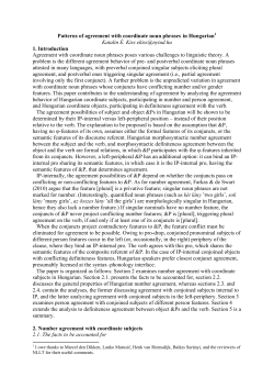 Patterns of agreement with coordinate noun phrases in Hungarian