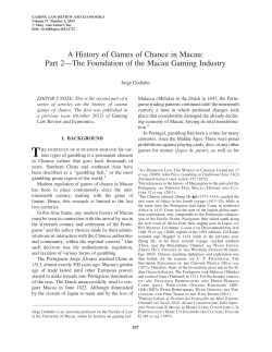 A History of Games of Chance in Macau: Part 2&mdash;The Foundation of