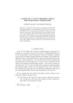A NOTE ON A YAO`S THEOREM ABOUT PSEUDORANDOM