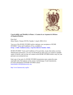 Conceivability and Modality in Hume:A Lemma in an Argument in