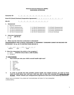 National Outcome Measures (NOMs) DISCHARGE INTERVIEW