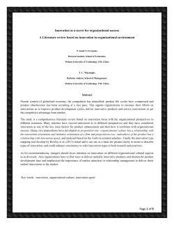 Innovation as a secret for organizational success A Literature review