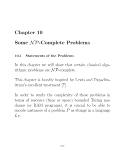 Chapter 10 Some NP-Complete Problems