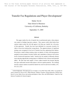 Transfer Fee Regulations and Player Development!