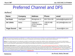 Use of Preferred Channel satisfies all current DFS