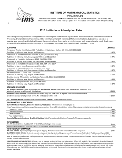 INSTITUTE OF MATHEMATICAL STATISTICS 2016 Institutional