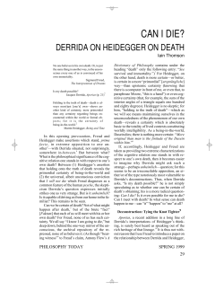 Can I Die? Derrida on Heidegger on Death