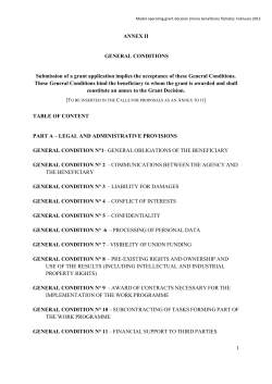 ANNEX II GENERAL CONDITIONS Submission of a grant