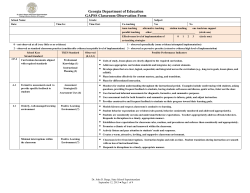 Georgia Department of Education GAPSS Classroom Observation