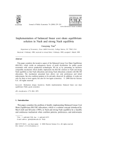 Implementation of balanced linear cost share equilibrium solution in