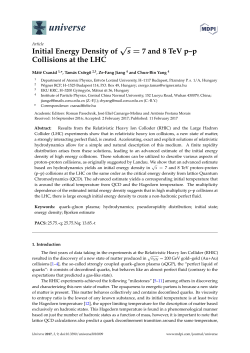 Initial Energy Density of s=7 and 8 TeV p&ndash;p Collisions at the