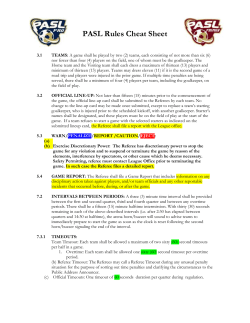 PASL Rules Cheat Sheet - Premier Arena Soccer League