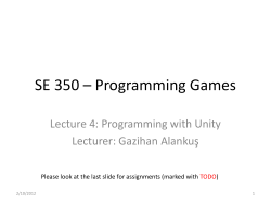 SE 350 * Programming Games