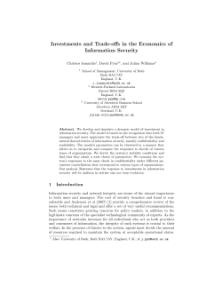 Investments and Trade-offs in the Economics of Information Security