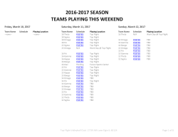 2016-2017 season teams playing this weekend