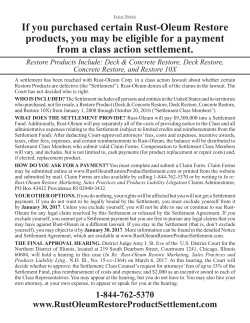 If you purchased certain Rust-Oleum Restore products, you may be