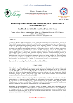 Relationship between motivational intensity and player`s