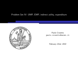 Problem Set IV: UMP, EMP, indirect utility