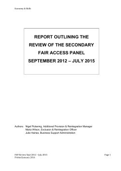 Fair Access Panel Review Sept 2012