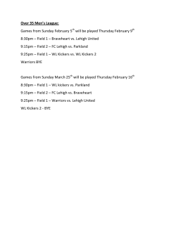 Over 35 Men`s League: Games from Sunday February 5 will be