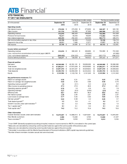 1 | Page ATB FINANCIAL FY 2017 Q2 HIGHLIGHTS